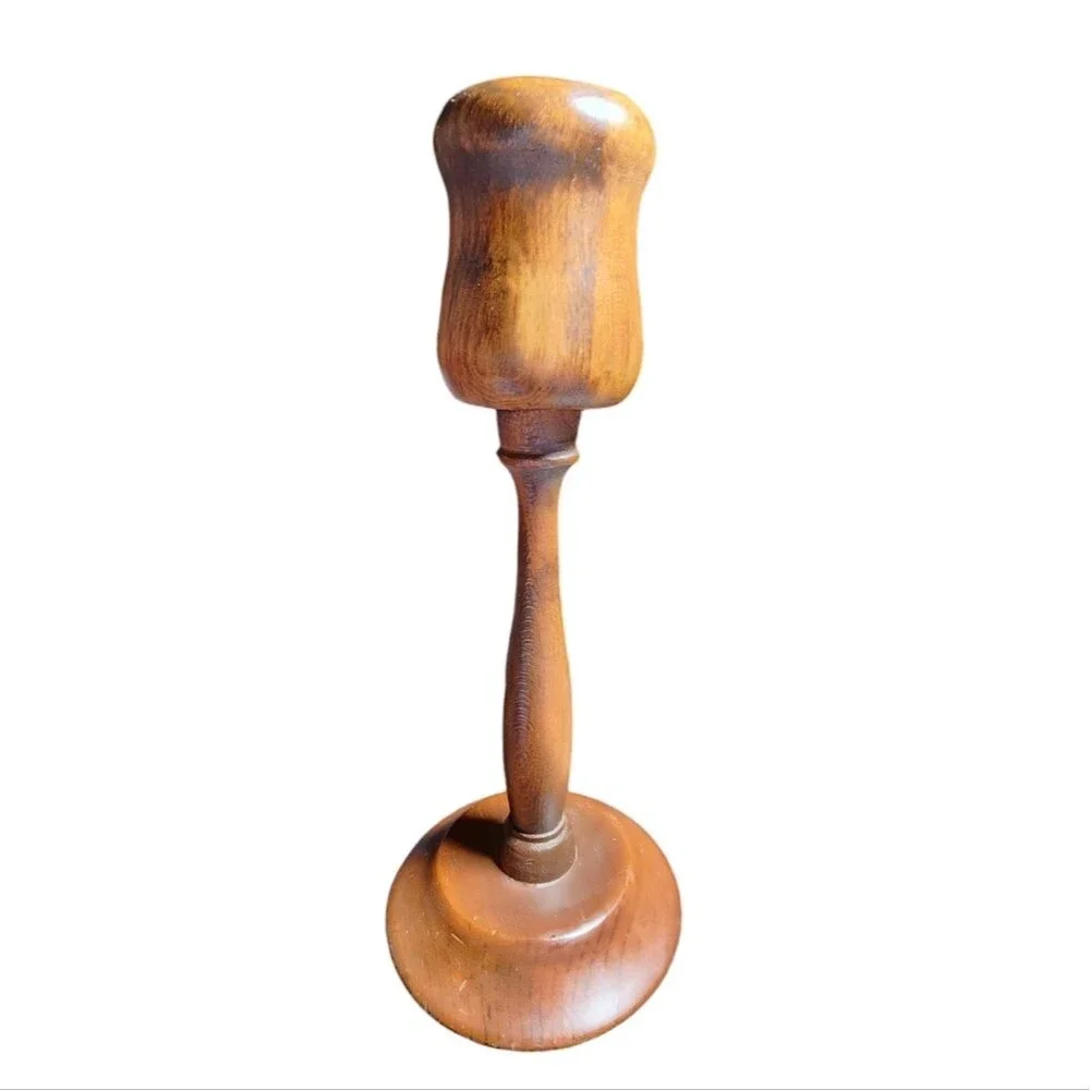 Vintage Handmade Wooden Votive Size Candle Holder Candlestick 11.75